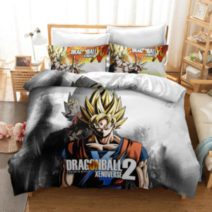 Housse de couette Dragon Ball Z avec Goku en super saiyan sur un lit