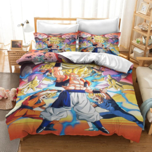 Housse de couette Dragon Ball Z de Gotenks en saiyan sur un lit