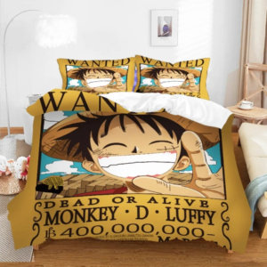 Housse de couette One Piece avec Luffy sur un lit