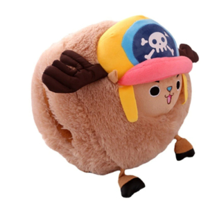 Peluche one piece chauffe main en forme de Chopper sur fond blanc