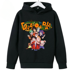 Pull Dragon Ball Z pour enfant avec imprimé de personnages sur fond blanc