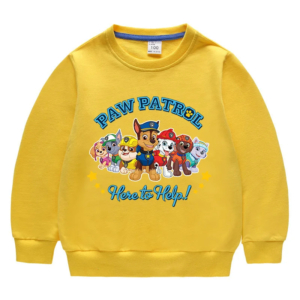 Pull pat patrouille à col rond et manches longues sur fond blanc