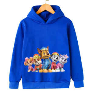 Pull Pat Patrouille pour enfant avec capuche sur fond blanc