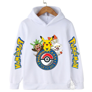 Pull Pokemon créatif avec imprimé pour enfant sur fond blanc