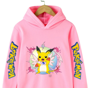 Pull Pokemon Pikachu avec capuche pour enfant sur fond blanc