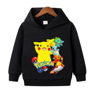 Pull Pokemon tendance avec capuche pour enfant sur fond blanc