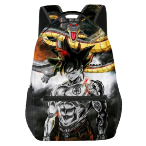 Sac à dos dragon ball z avec imprimé Shenron et San Goku sur fond blanc
