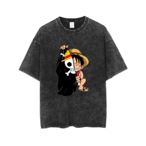 T-shirt one piece effet délavé à col rond sur fond blanc