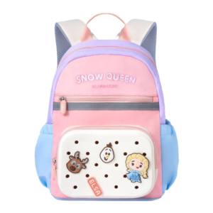 Sac à dos reine des neiges avec une plateforme ludique ici sur un fond blanc.